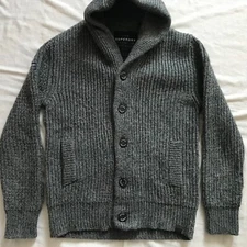 SUPERDRY SHAWL COLLAR WOOL COMBO KNIT CARDIGAN MEN'S SWEATER SZ MEDIUM EU