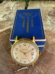 Authentic Vintage Watch Poljot kl1 Gold Plated IMCZ im.Kirova + original box