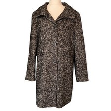 Black White Knit Coat Gil Bret Size 18 Cotton Alpaca Mohair Blend Pockets Soft