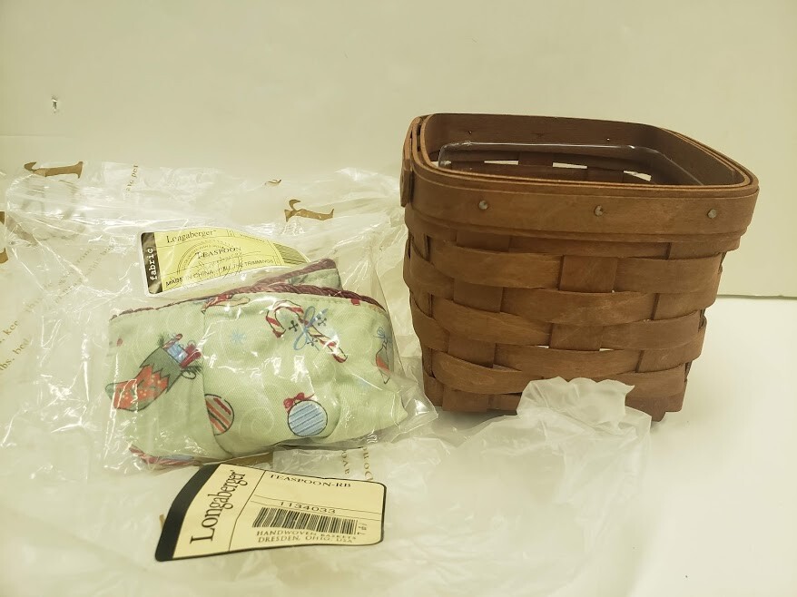 Longaberger RB Rich Brown Teaspoon Basket Combo All The Trimmings Liner