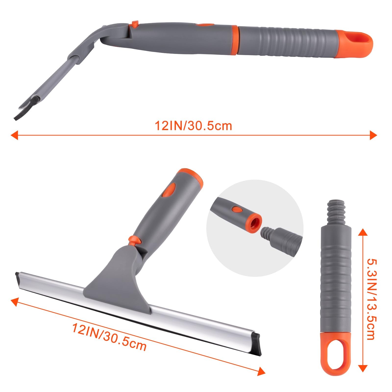 Shower Squeegee for Glass Doors All-Purpose Anti-Slip Window with 2 Blades