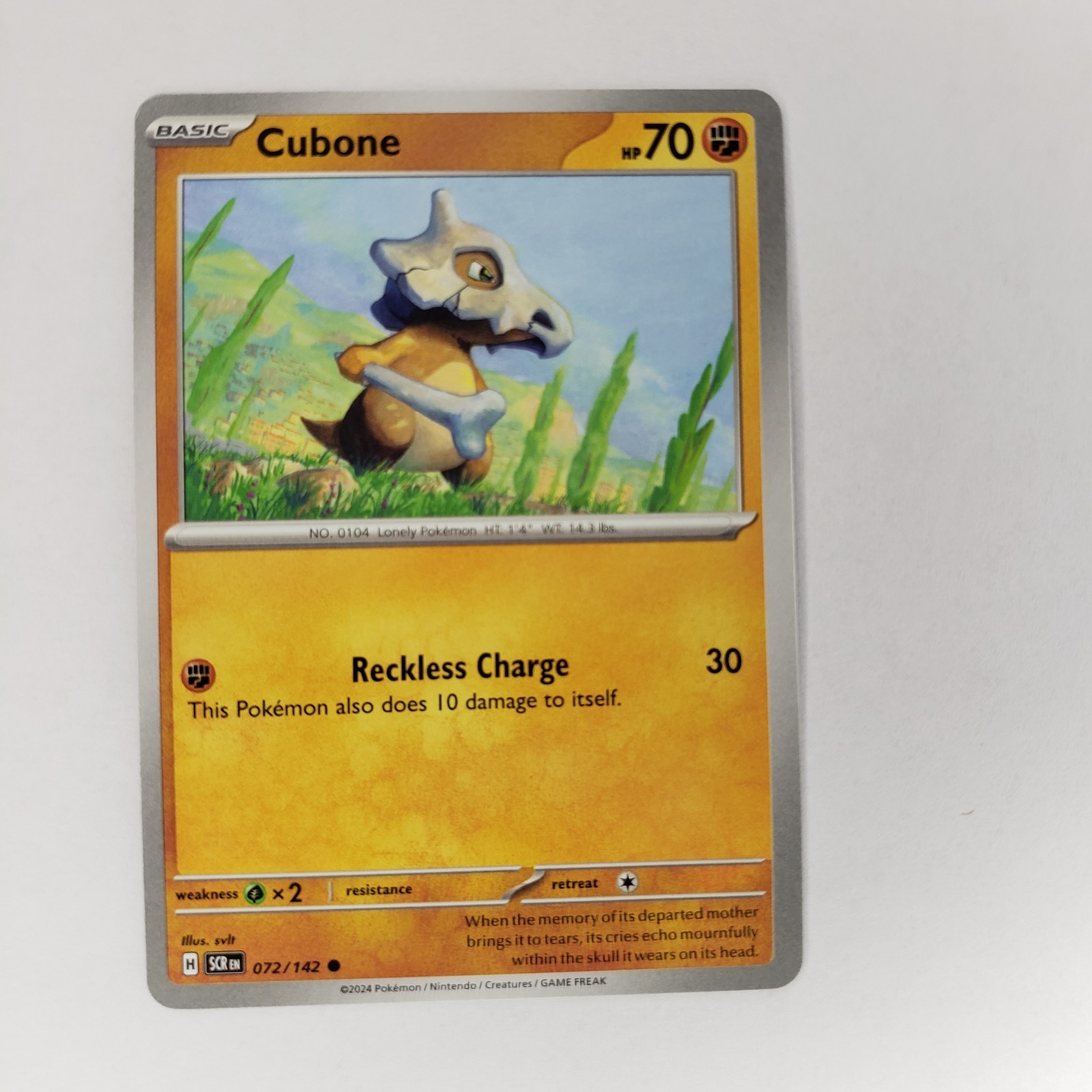 Pokemon Cubone - 072/142 - Common NM-Mint Stellar Crown