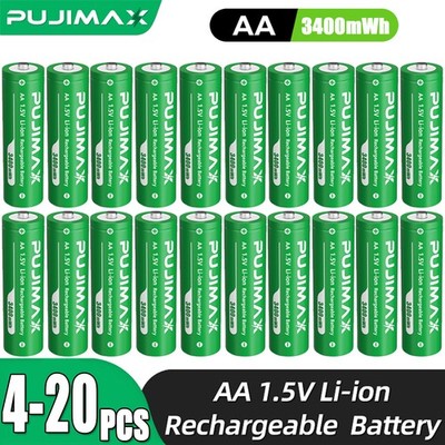 4/8/12/16/20 Stück PUJIMAX AA 1,5 V 3400 mAh wiederaufladbare Lithium-Batterien