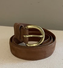 COACH Belt 3913 Women Small Brown Nubuc Leather Golden Brass Buckle 1”