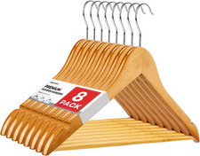 Wooden Hangers 8 Pack, Heavy Duty Wood Hangers for Coats, Suits, Jackets, Closet