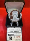 TROY AIKMAN ONE TROY OUNCE 999 SILVER ROUND COIN #7215 Highland Mint COA Cowboys