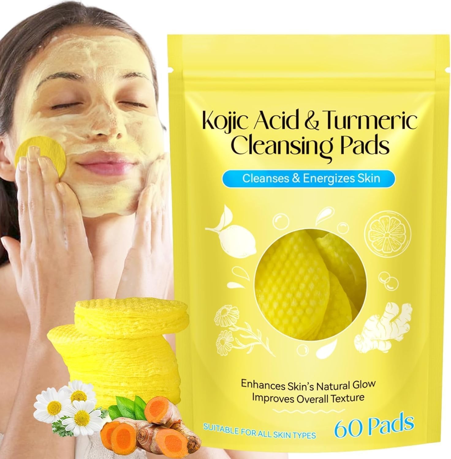 Turmeric Kojic Acid Pads, Turmeric Kojic Acid Cleansing Pads, Helps Balance Ski