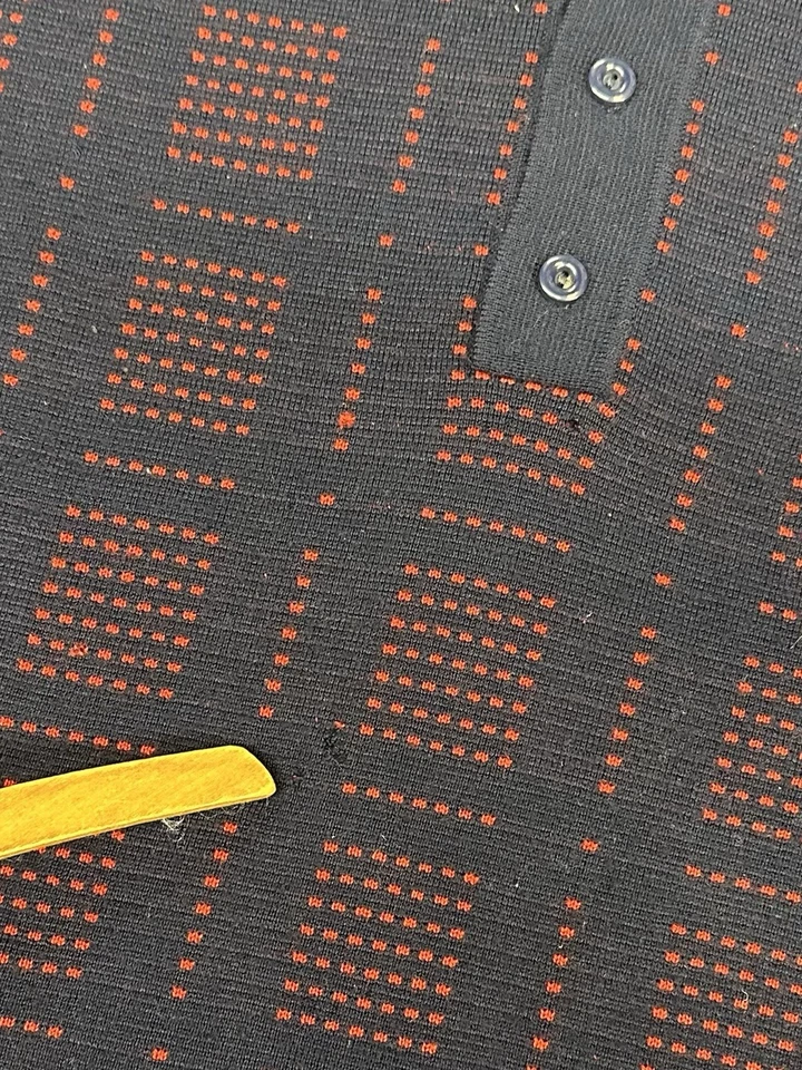 Camisa suéter manga larga con cuello azul marino y rojo tienda de hombre de la década de 1960 Ohrbach Foto 4 de 4