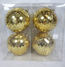 NEW Ashland Jewels  Jolly Mirror Disco Ball Ornaments GOLD 4 Balls 3.9" Diam