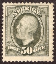 SWEDEN 1904, SC-64 (olive gray), MVLH* 50o, wmk crown, scv $100.00  *Bay Stamps*