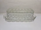 Vintage Anchor Hocking Wexford Glass Covered 8" Butter Dish Diamond Design