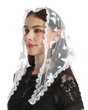 Triangle Lace Mantilla Veil: White Short Butterfly Lace Mantillas for Church ...