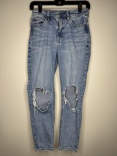 American Eagle Outfitters Jeans Womens 2 Light Wash High Rise Mom Distressed