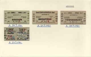 ASHCHURCH (Glos.): 4 BTC (British Railways) tickets issued 1961
