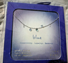 A New Day, Silver Plated Blue CZ Necklace:  Creativity, Loyalty, Harmony NEW