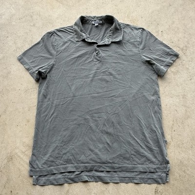 James Perse Mens Mineral Wash Grey Short Sleeve Polo Shirt Sz 3 Large