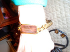 VTG. R.L. GRIFFITH CO. BEIGE/TAN MOTHER OF PEARL/GOLDTONE BRACELET/EARRINGS — photo 7