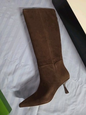 Kate Spade New York Adele Suede Stiletto Tall Boots Hot Fudge Size 9 New