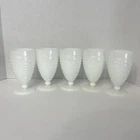 Anchor Hocking Vintage Milk Glass Hobnail Goblet White Footed Set Of 5