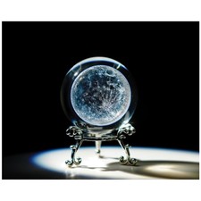 Moon Crystal Glass Ball Paperweight + Metal S...