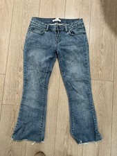 Vintage Y2K Bebe Women's Low Rise Flare Jeans Sz25 Flap Back Pockets Made in USA