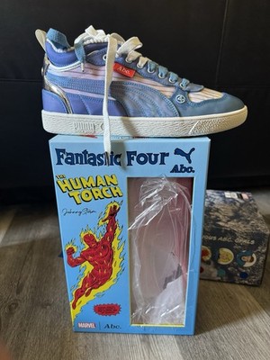 PUMA Majesty x Fantastic Four Human Torch Patent Leather Sneakers Blue US 9.5
