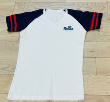 Vintage 70s/80s Laguna Terry Cloth V-Neck Ringer T-Shirt Striped Sleeves M/Large