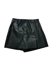 Zara Faux Leather Skort – Black, Size Large, Sleek & Structured Mini EUC