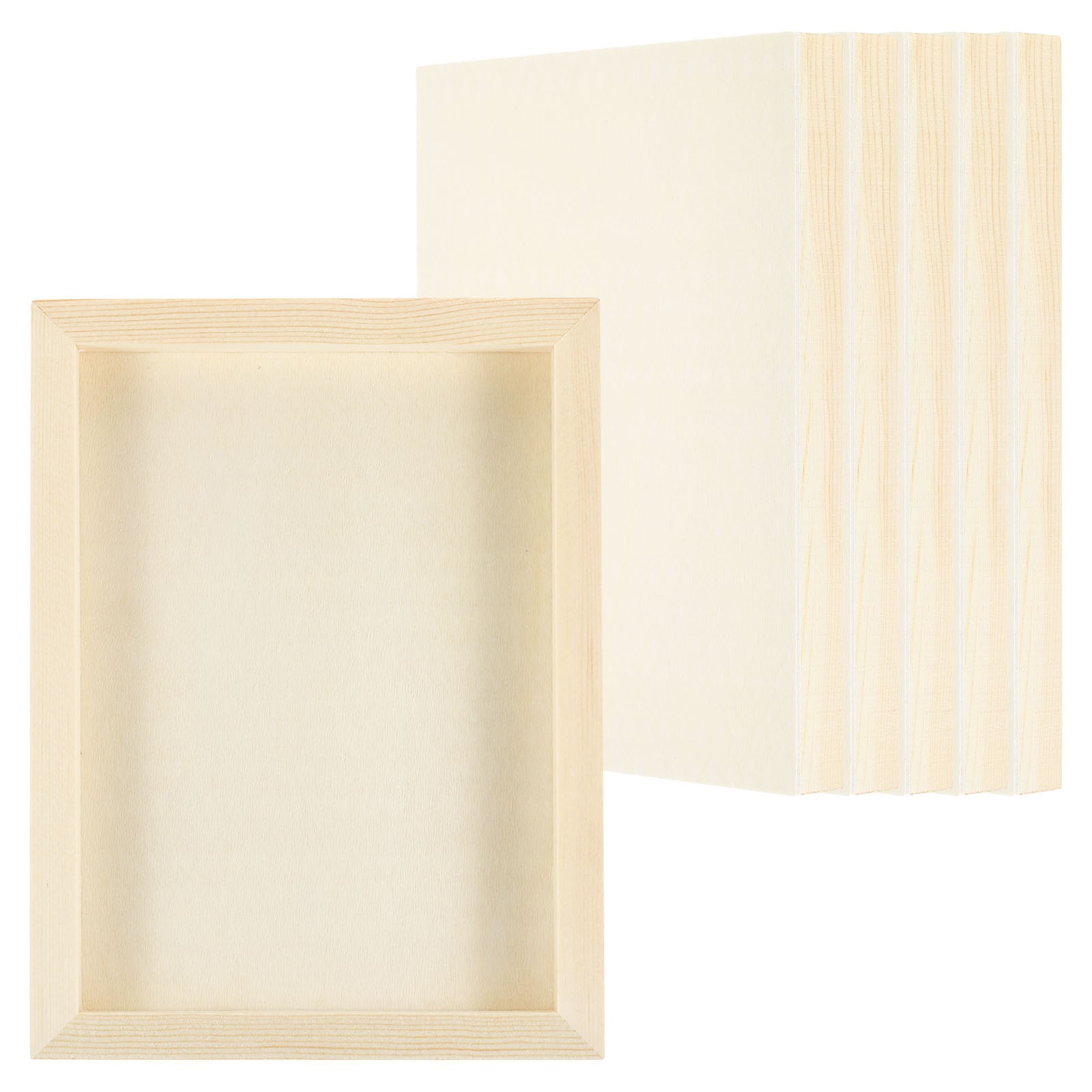 6Pcs 6"x8" Wood Panels Board Unfinished Square Wood Canvas Boards