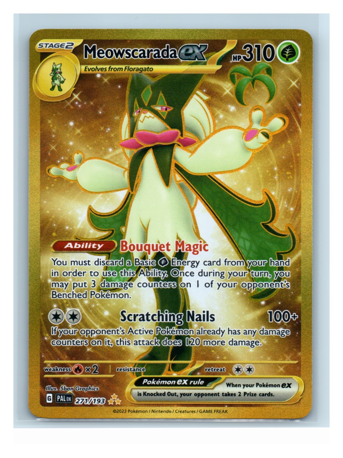 Meowscarada ex Holo 271/193 Hyper Rare 2023 SV02: Paldea Evolved NM