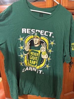 John Cena WWE Respect Earn It Never Give Up Hustle Loyalty T Shirt XXL