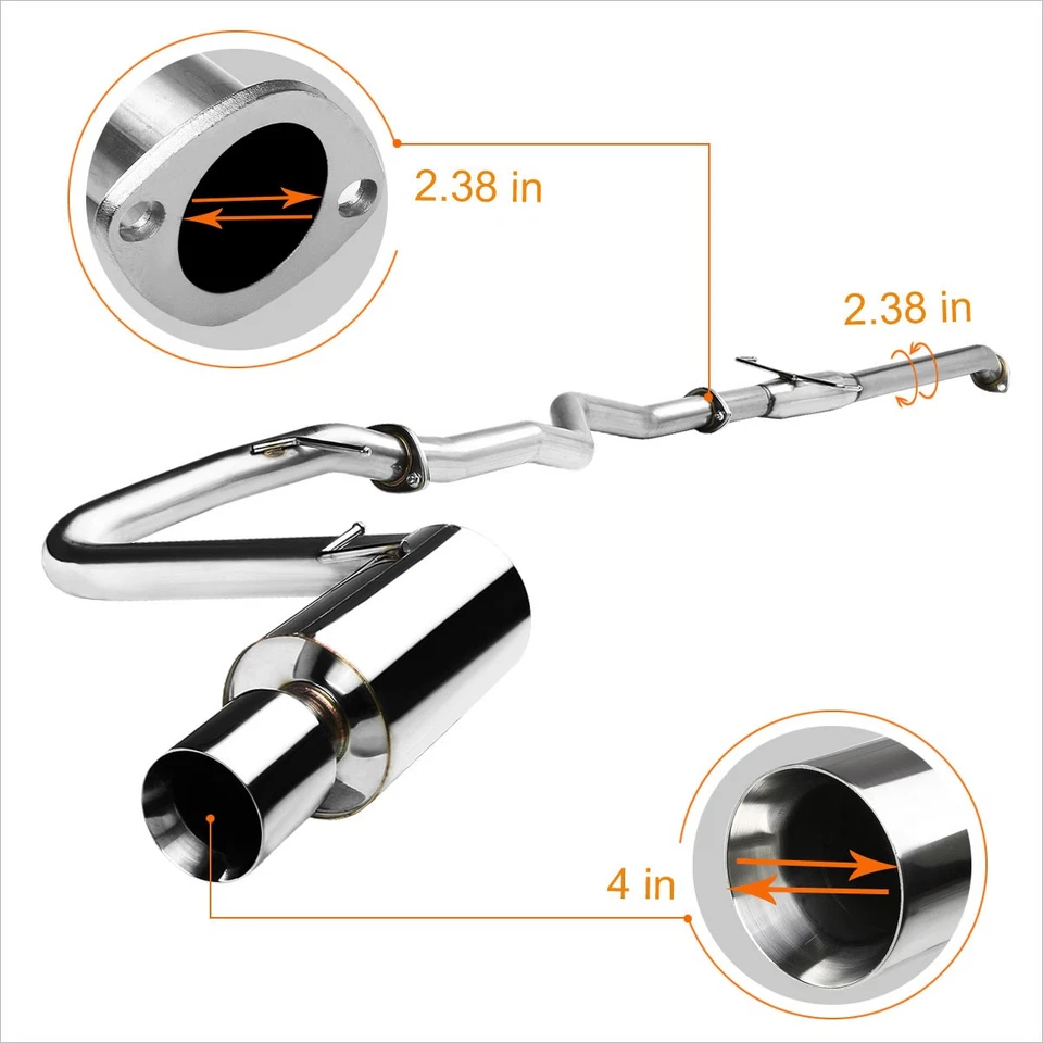 Sistema de escape Catback punta silenciador enrollada para 05-10 Scion tC cupé VVTI 2AZ 4" Foto 3 de 4