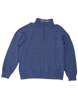 INVICTA Herren Zip Neck Pullover Sweater Large Blau Wolle DG17