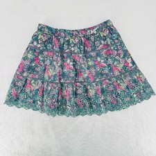 Tiered Eyelet Mini Skirt Dainty Floral Boho Cottagecore Cotton Fairy Size Medium