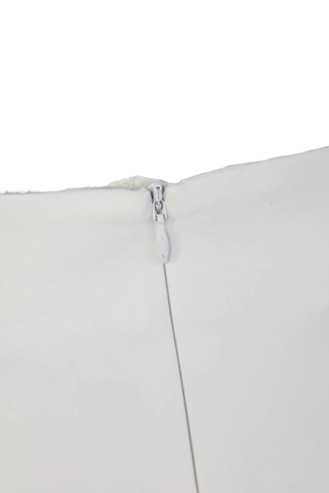 Akris Punto Womens Cotton Zippered Lined Pencil Mini Skirt Bone Size 2 - Image 4 of 4