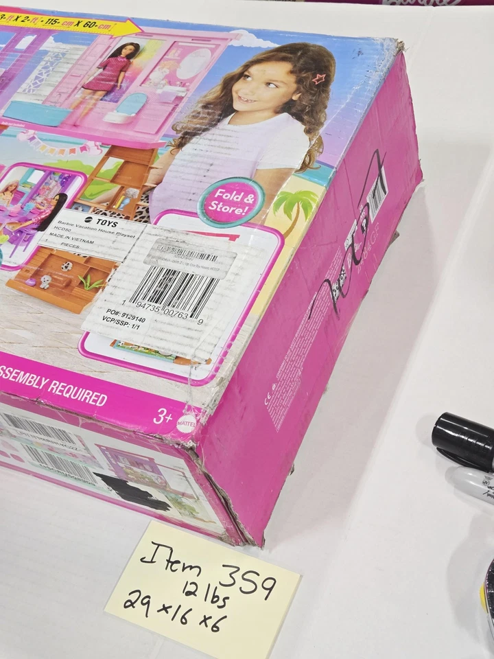 Barbie Vacation House Playset HCD50 Fully Furnished 30pc Dollhouse Fold - Image 3 of 4