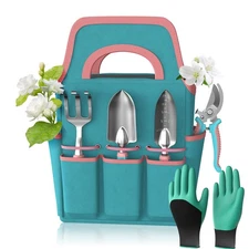 6 Pcs Garden Tool Set, Gardening Hand Tools Aluminum Alloy Starter Kit with G...