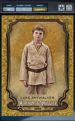 Topps Star Wars Card Trader Merchant Smuggler Luke Skywalker Gold 1cc Legendary