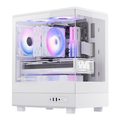 darkFlash Micro ATX PC Case, Pre-Install 3 PWM ARGB Fans Computer White 