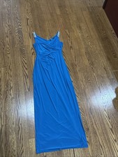 Ralph Lauren Blue Sleeveless Gown with Embellished Straps, Size 6
