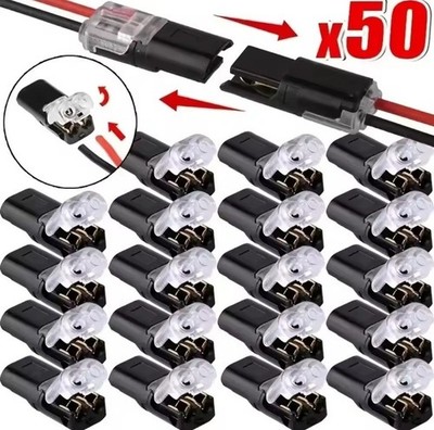 50x H2 2-Pin Quick Solderless Wire Connectors No Stripping LED Strip Car 12V-24V