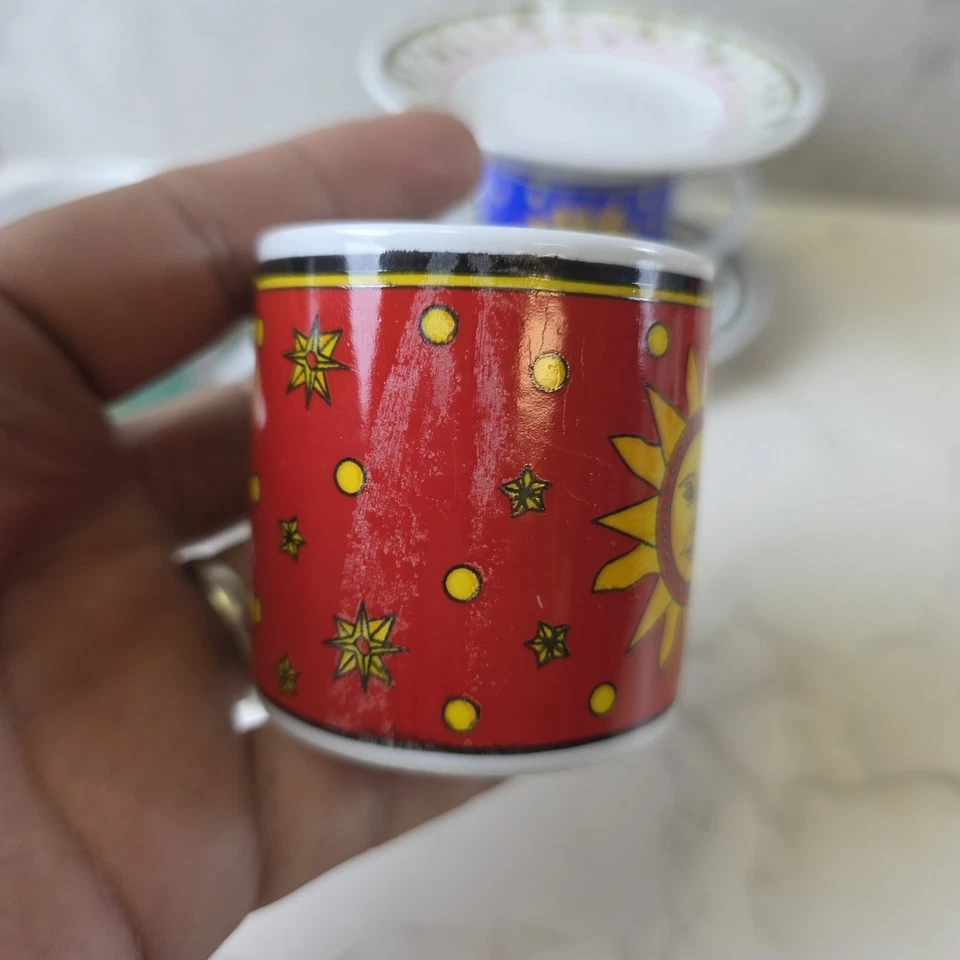 Sun & Moon Demitasse чашка блюдце эспрессо небесные звезды галактики астрологии, 3 комплекта - Изображение 3 из 4