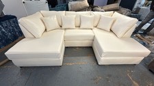 U Shape Sofa Full Back In Faux Leather Fabric With Extra Cushions