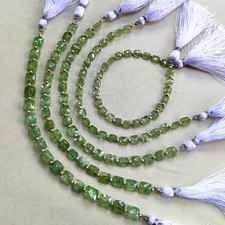 Mint Green Kyanite Gem Multiple Size Cushion Cut Briolette Beads 7" Strand