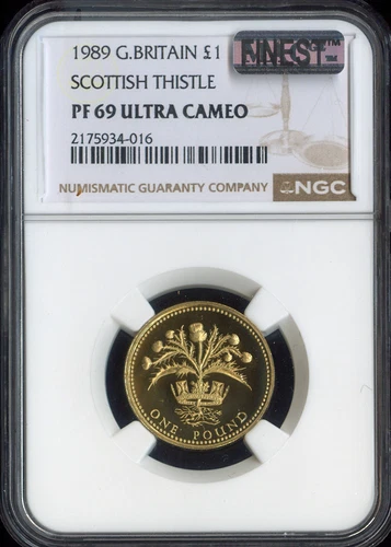 1989 GREAT BRITAIN 1 POUND SCOTTISH THISTLE NGC PF69 ULTRA CAMEO MAC FINEST .