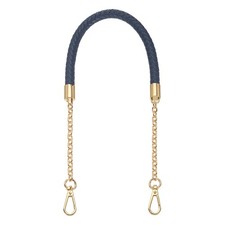 62cm/24.4" PU Leather Braided Purse Strap Deep Blue, Light Gold Buckle 