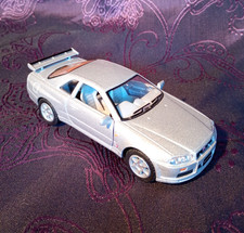 Vintage Kinsmart 1:36 1/36 Scale Nissan Skyline GTR R34 Silver Diecast car