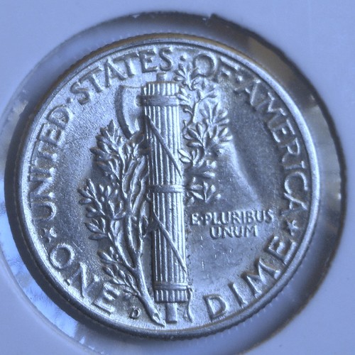 1945-d . Mercury Dime . Choice BU . MS . - Picture 2 of 2