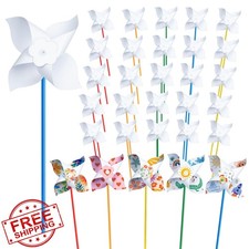 100pc White Pinwheel Craft Kit Kids Bulk Summer Art Spring Creativity