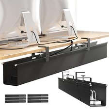  Upgraded Large Under Desk Cable Management Tray, Cable Management Under Des...